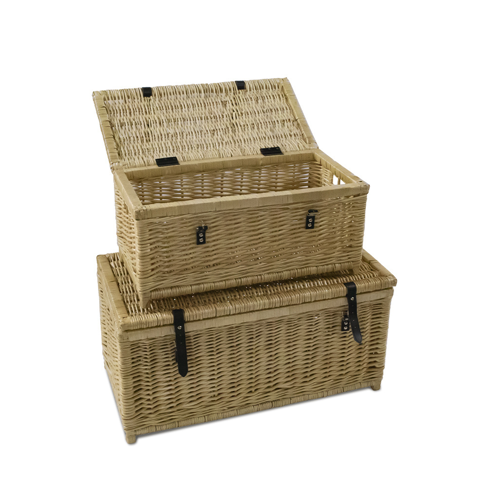 Custom Wicker Office Storage Basket Set Large Woven Home Closet Storage Baskets