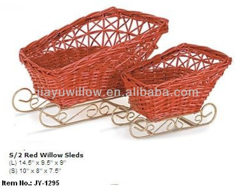 wholesale sled shape wicker basket as gifts use or home decoration basket