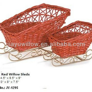 wholesale sled shape wicker basket as gifts use or home decoration basket