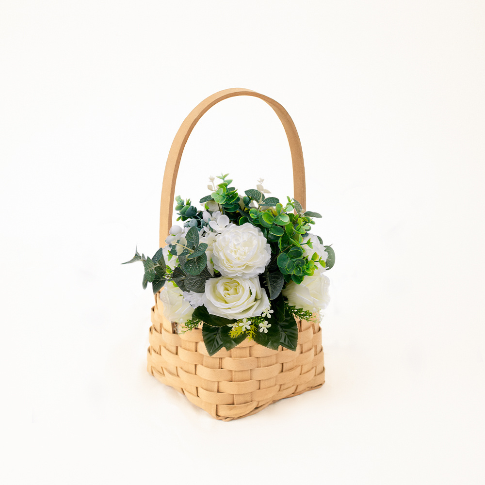 JY Christmas Wedding Decoration Bread Fruit Wooden Nordic Wood Chip Craft Gift Cotton Rope Woven Storage Candy Baskets