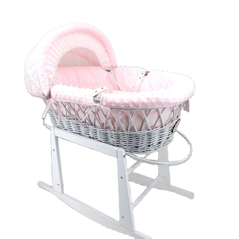 Wicker baby doll cribs and beds Adult size wooden baby furniture/good quality solid wicker baby crib bed