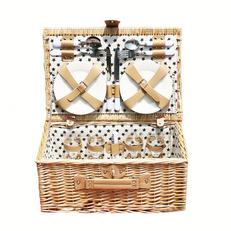 Luxury Hat Flowers Sliding Drawers Picnic Wicker Basket