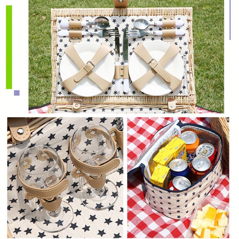 Luxury Hat Flowers Sliding Drawers Picnic Wicker Basket