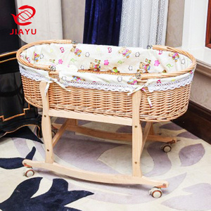 Wicker baby doll cribs and beds Adult size wooden baby furniture/good quality solid wicker baby crib bed