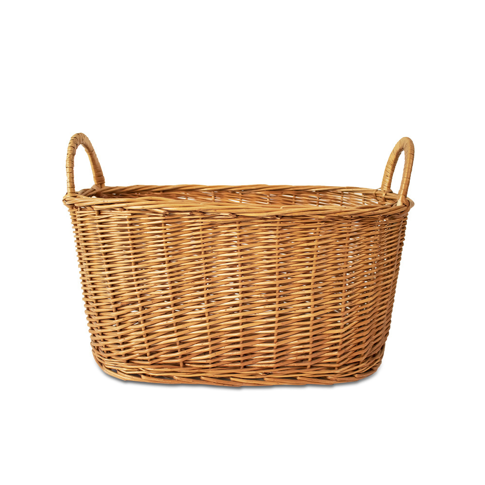 Customized Long Oval Kitchen Snack Storage Basket Woven Willow Home Outdoor Storage Basket