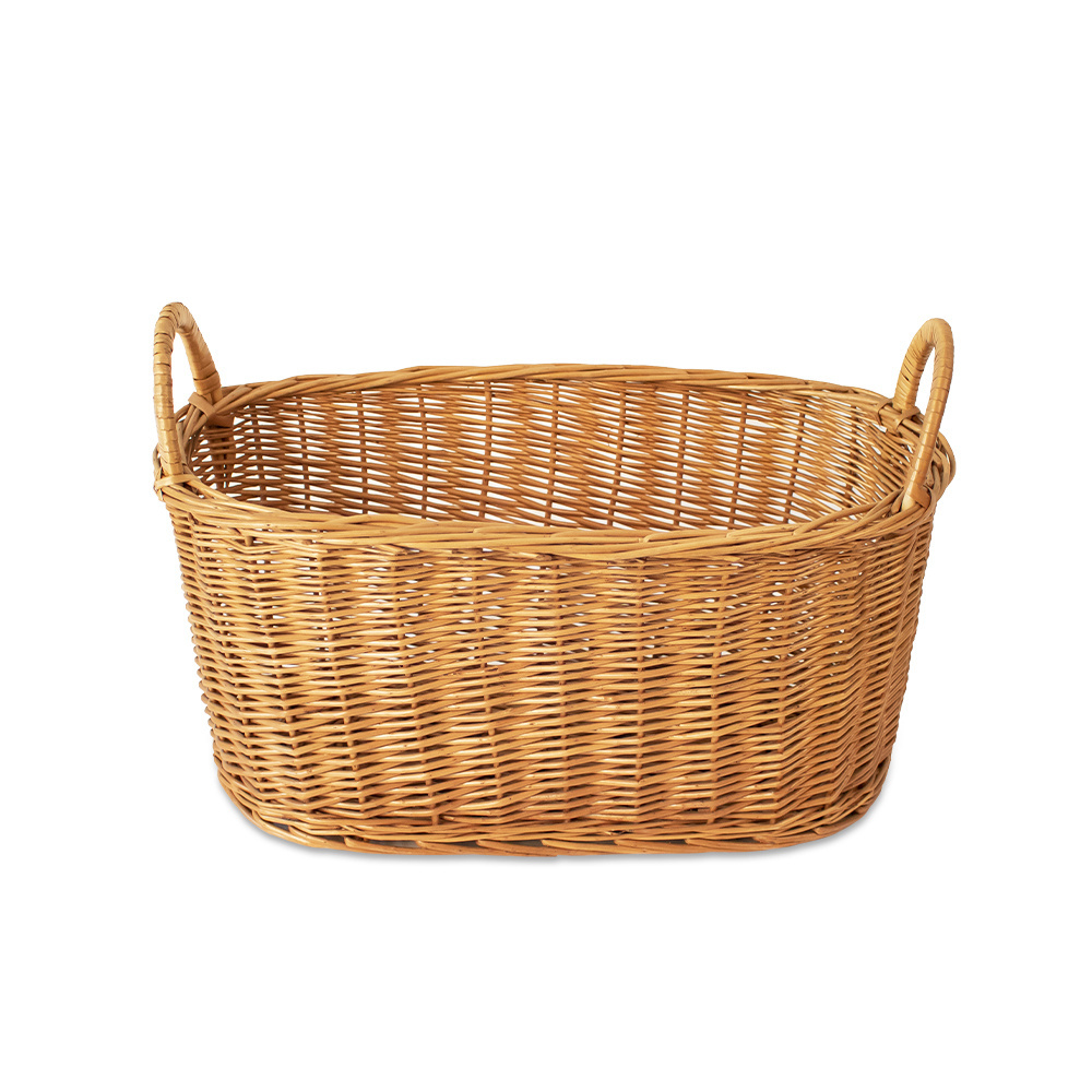 Customized Long Oval Kitchen Snack Storage Basket Woven Willow Home Outdoor Storage Basket