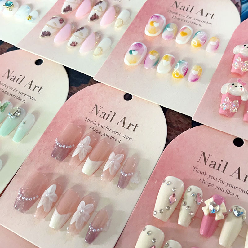 2023 New Press On Nails Handmade Wholesale Kawaii Press On Nails Acrylic High Quality Luxury French Tip Press On Nails