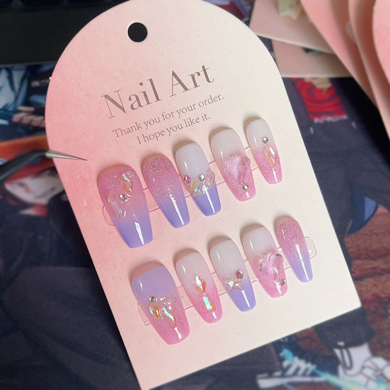 2023 New Press On Nails Handmade Wholesale Kawaii Press On Nails Acrylic High Quality Luxury French Tip Press On Nails