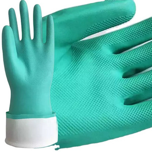 Smooth Surface Inside Heavy duty 33 cm long industry Nitrile work Acid alkali oil resistance Heavy duty Nitrile Safety Gloves