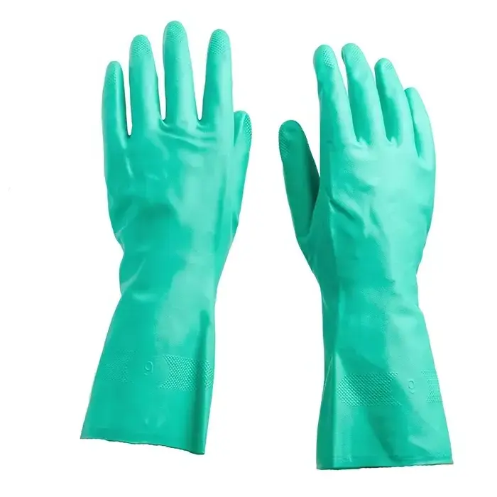 Smooth Surface Inside Heavy duty 33 cm long industry Nitrile work Acid alkali oil resistance Heavy duty Nitrile Safety Gloves