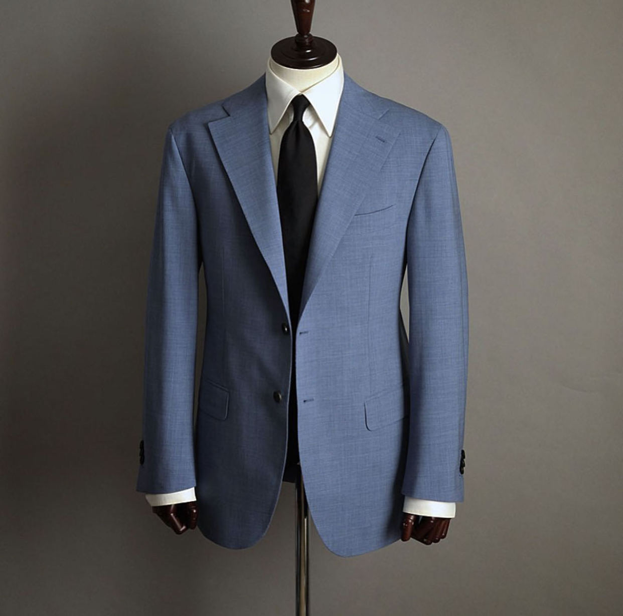 2 piece latest design bespoke men's dusty blue single breasted 2 horn buttons suit