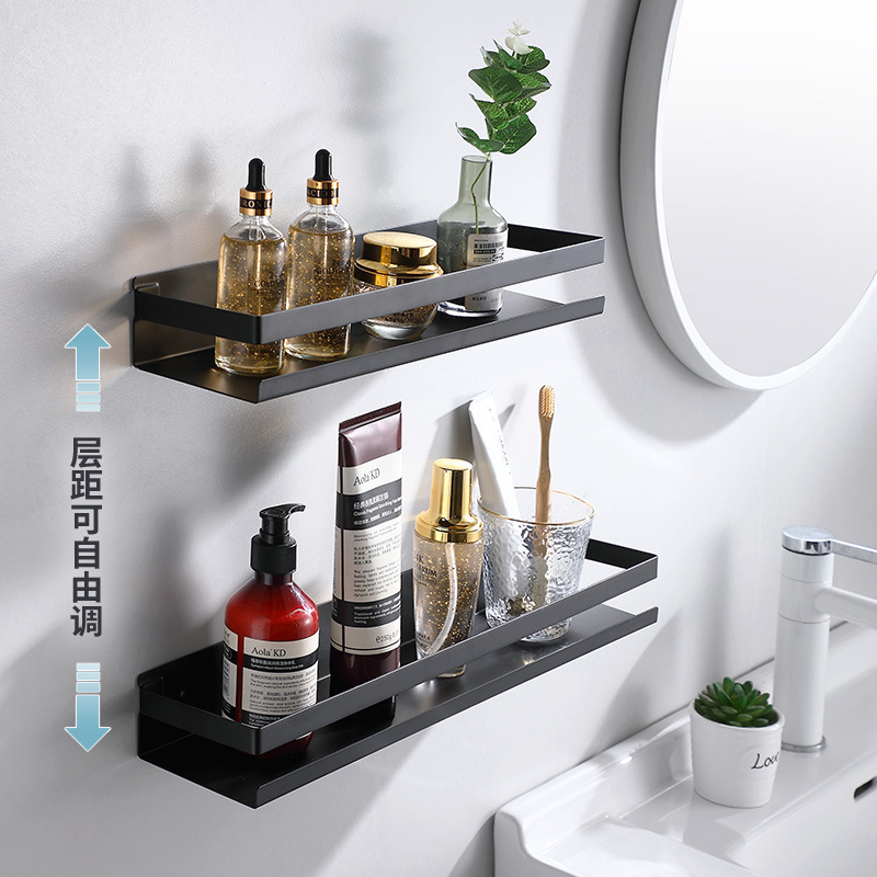 Black Stainless Steel Decorative Storage Mounted Rack Bathroom Floating Wall Shelves