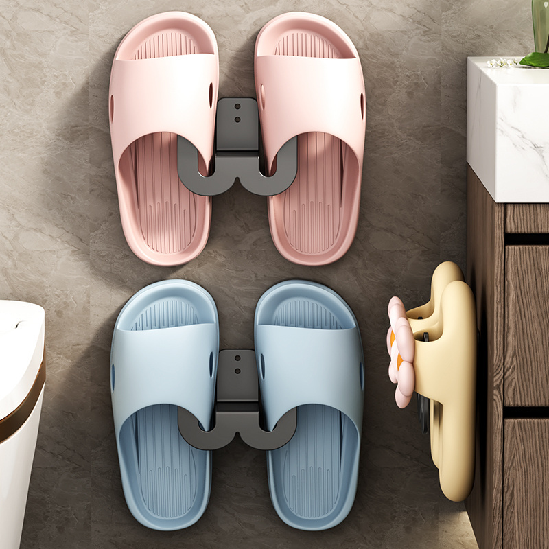 Bathroom Slipper Rack Wall Mounted Non Perforated Bathroom Wall Mounted Shoe Storage Rack Hook