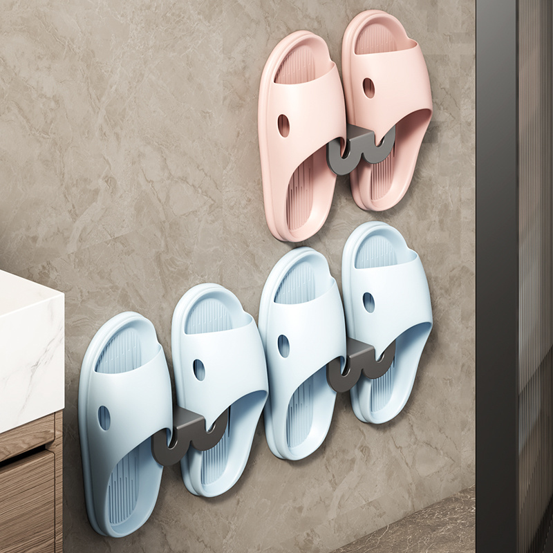 Bathroom Slipper Rack Wall Mounted Non Perforated Bathroom Wall Mounted Shoe Storage Rack Hook