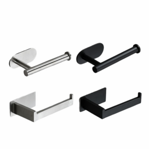 Self-adhesive Stainless Steel Toilet Paper Holders Punch-free Towel Rack Wall Mount Hooks Bathroom Hardware Set