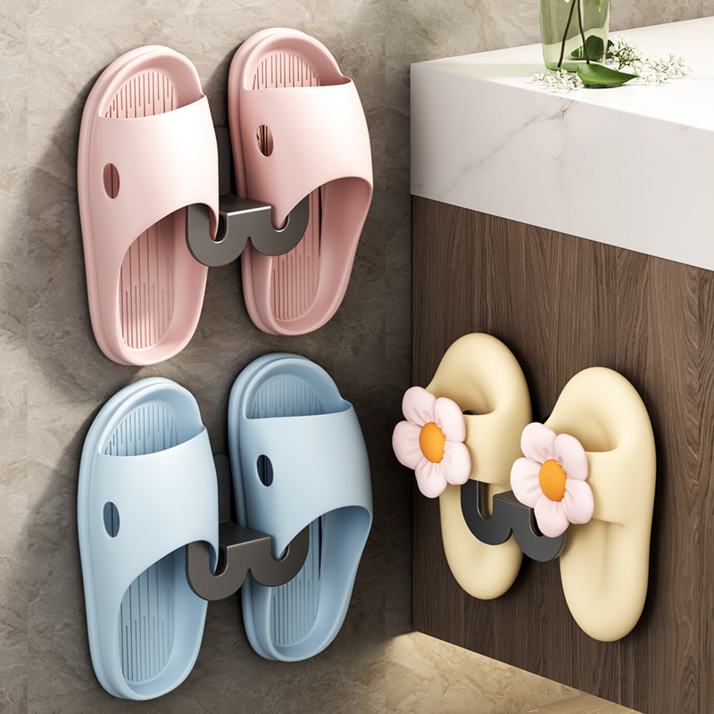 Bathroom Slipper Rack Wall Mounted Non Perforated Bathroom Wall Mounted Shoe Storage Rack Hook