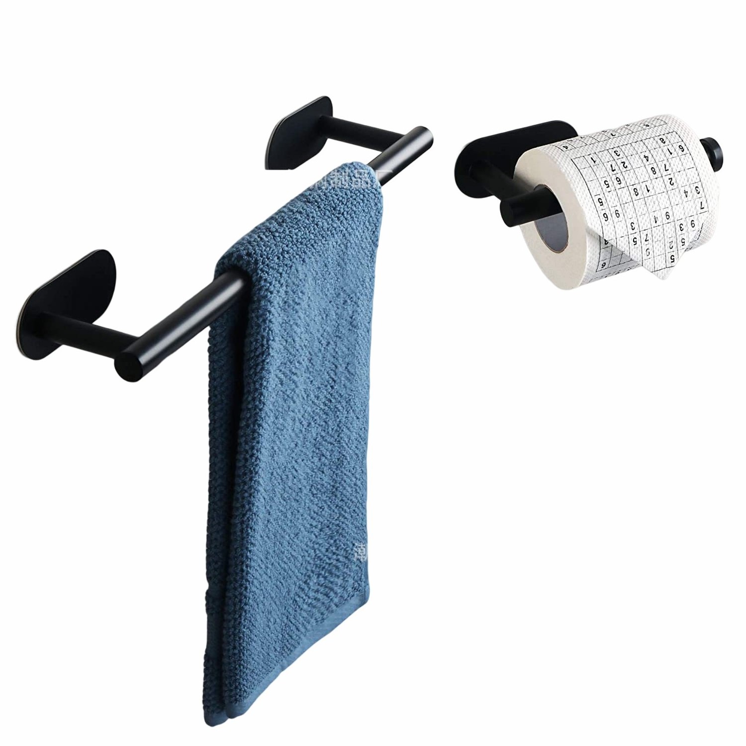 Black Bathroom Accessories Sets Wall Mounted Towel Bar Robe Hooks Toilet Paper Roll Holder Stainless Steel Hardware