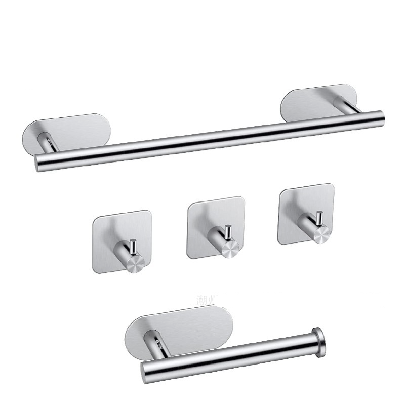 Black Bathroom Accessories Sets Wall Mounted Towel Bar Robe Hooks Toilet Paper Roll Holder Stainless Steel Hardware