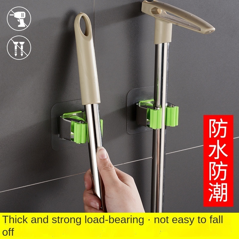 Mop Hook Broom Hanger Storage Rack No Drilling Self Adhesive Broom Mop Holder Wall Mounted Organizer Holder