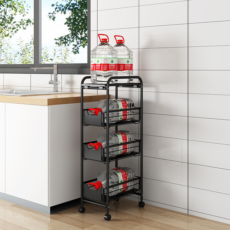 recommend plastic kitchen storage trolley rack Hot Sale Crevice Shelf 3 Tier Gap Storage Rack baking tray rack trolley