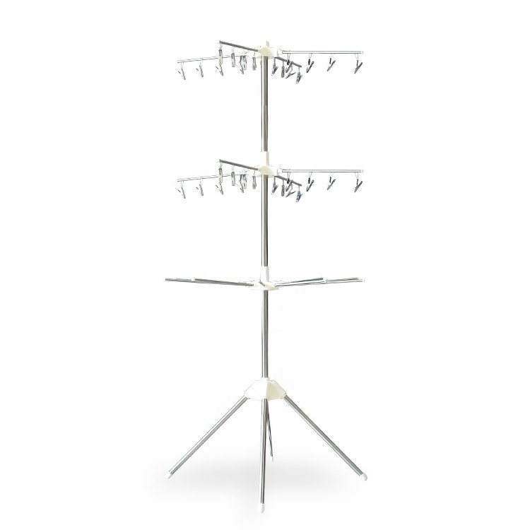 Metal Floor standing Clothes Hanger Easy Installation Balcony Folding Clothes Drying Rack For Laundry room Closet