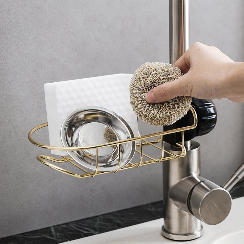 Kitchen Sink Organizer Over Faucet Hanging Drain Rack For Sponge Scrubbers Soap