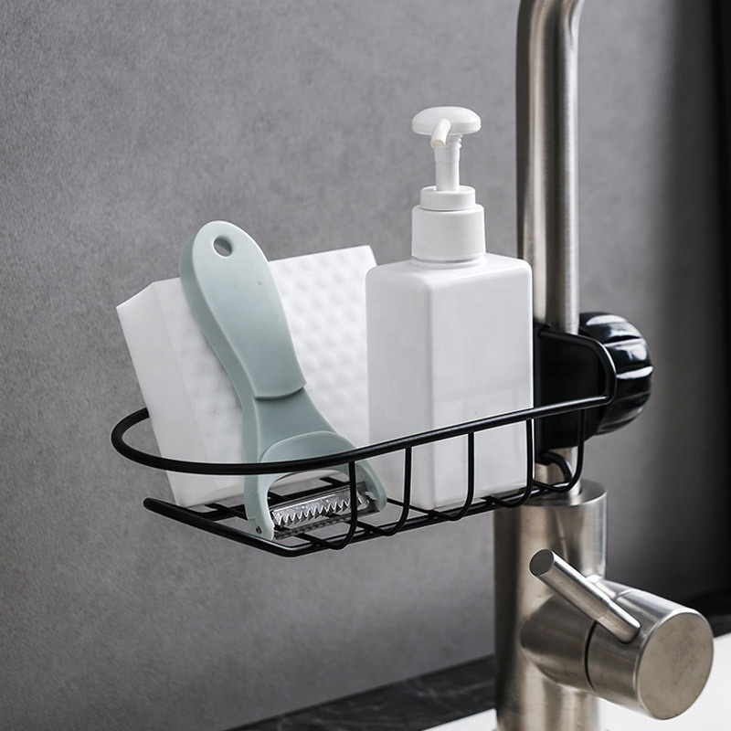 Kitchen Sink Organizer Over Faucet Hanging Drain Rack For Sponge Scrubbers Soap