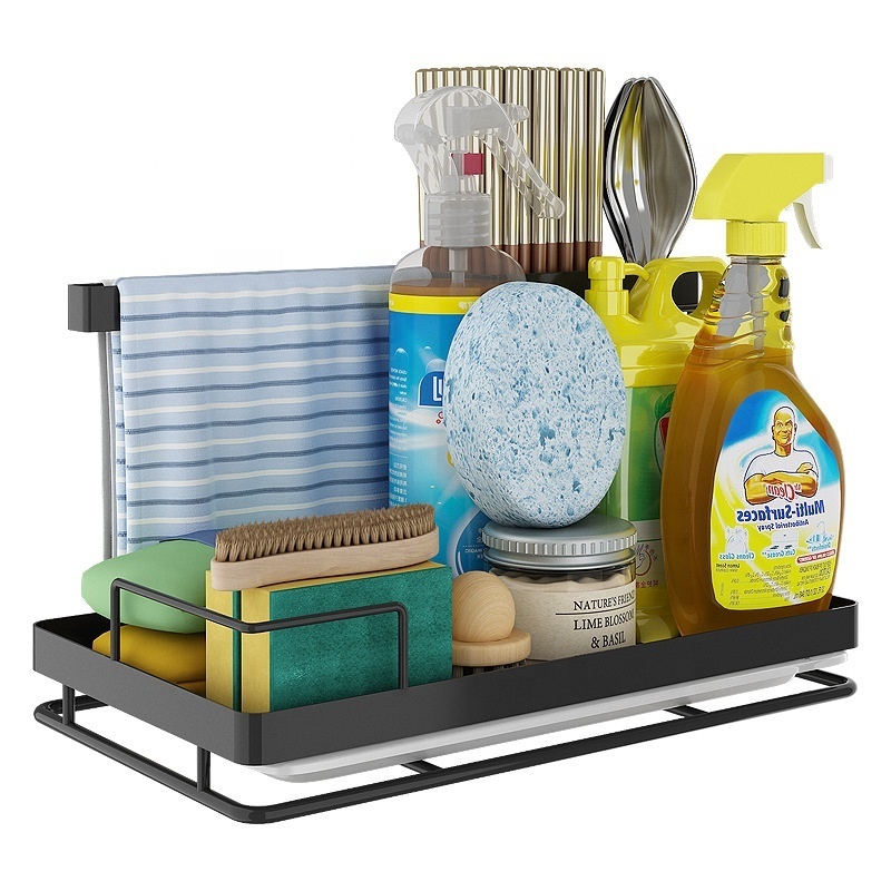 kitchen storage stainless steel sink drain basket rack holder 2 in 1 sponge rack shelf soap sponge detergent dispenser