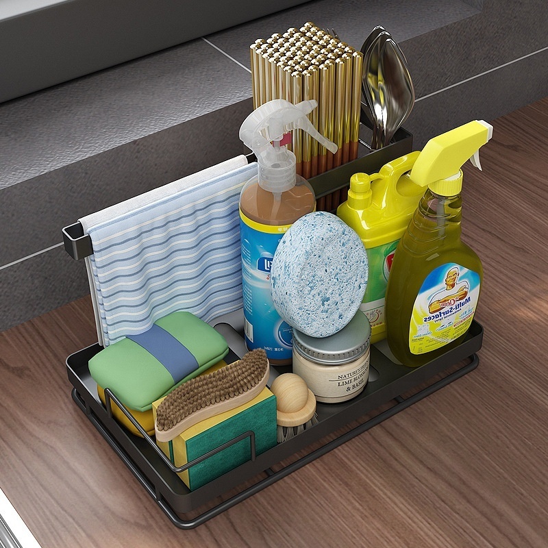 kitchen storage stainless steel sink drain basket rack holder 2 in 1 sponge rack shelf soap sponge detergent dispenser