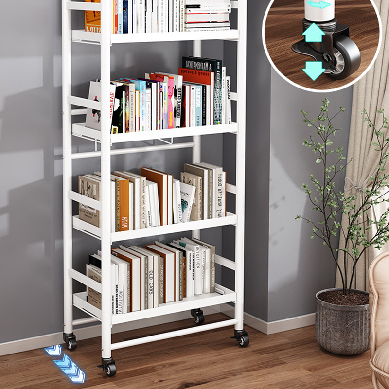 Carbon steel multilayer plate children white portable bookshelves with wheels corner storage bookshelf plant stand utility shelf