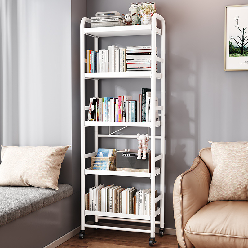 Carbon steel multilayer plate children white portable bookshelves with wheels corner storage bookshelf plant stand utility shelf