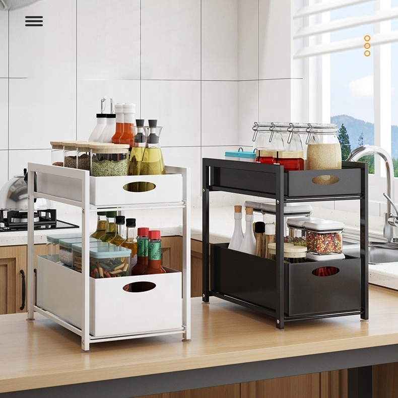 Multifunction kitchen storage holder rack Pull-Out Organizer Cabinet Under Sink Basket sliding Spice Rack For Kitchen