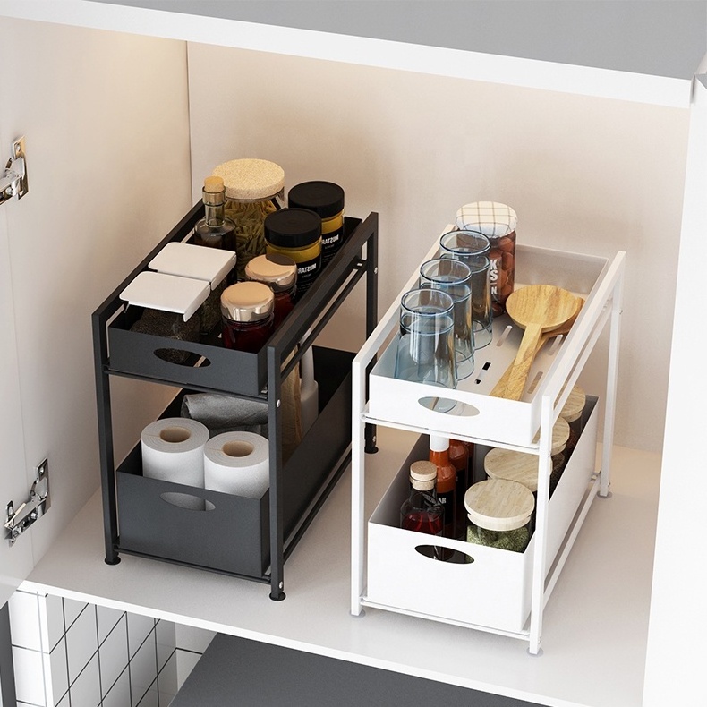 Multifunction kitchen storage holder rack Pull-Out Organizer Cabinet Under Sink Basket sliding Spice Rack For Kitchen