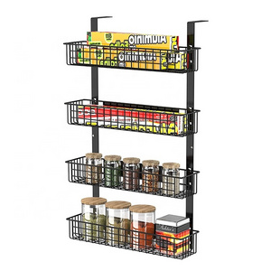 4 tier hanging metal iron magnetic refrigerator rack wire shelves  wholesale kitchen wall mesh mount spice rack organizer