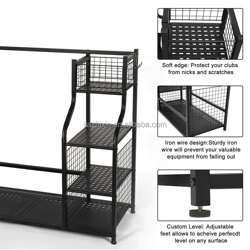 customized hot sports goods shelves golf bag storage dumbbell rack for club garage metal display