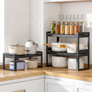 2022 new wholesale kitchen utensils stainless steel metal expandable cabinet spice rack storage basket desk organizer shelf