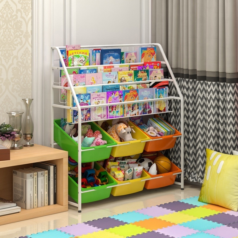 toy storage rack kindergarten baby picture book rack floor home storage rack large capacity sorting Children's bookshelf