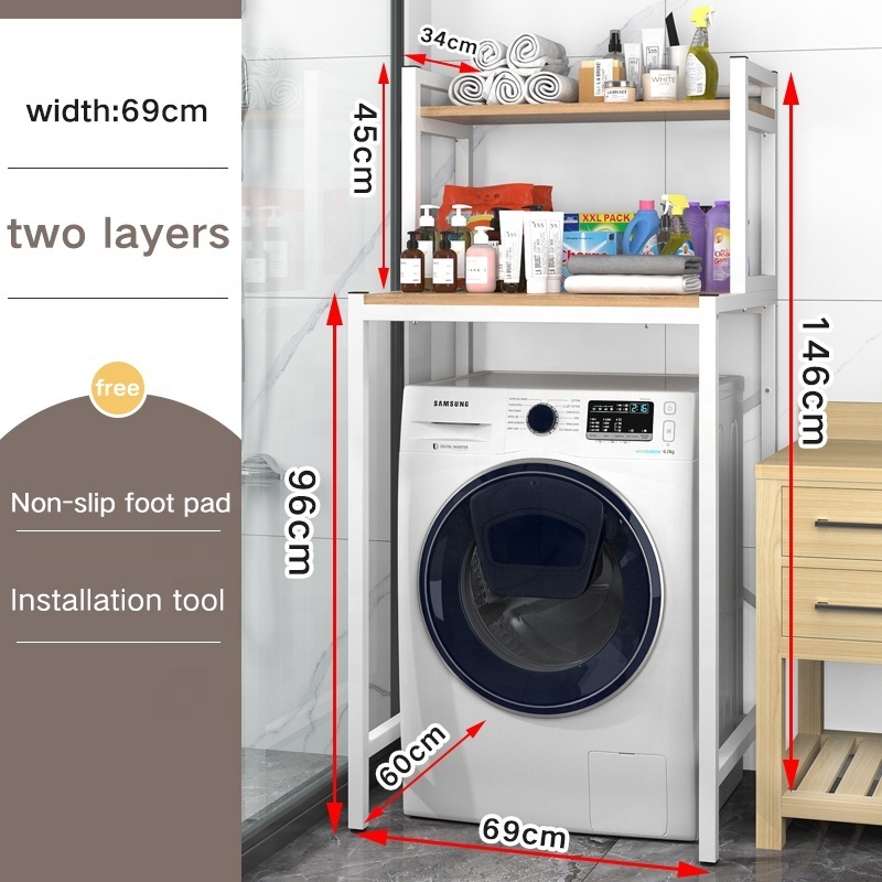 Bathroom Storage Rack Floor Toilet Rack Washing Machine Storage Rack Towel Plant Shelf 3 Layers Metal Shelf Over Washing Machine