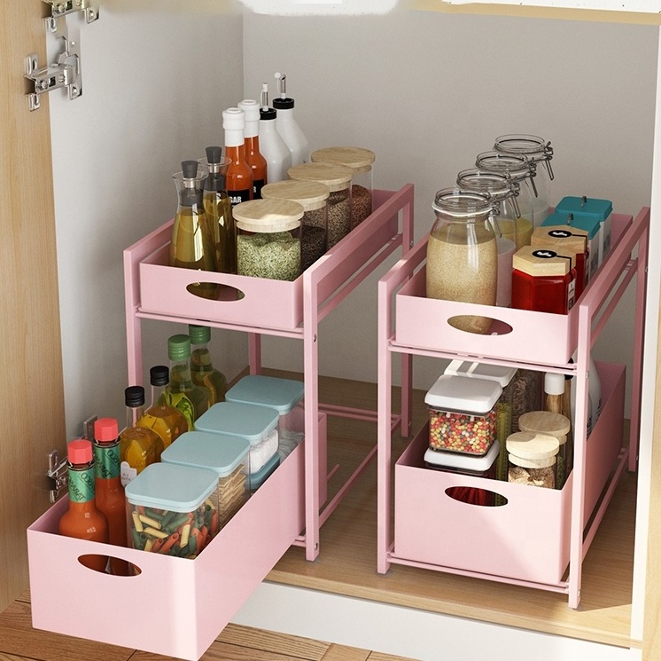 Multifunction kitchen storage holder rack Pull-Out Organizer Cabinet Under Sink Basket sliding Spice Rack For Kitchen