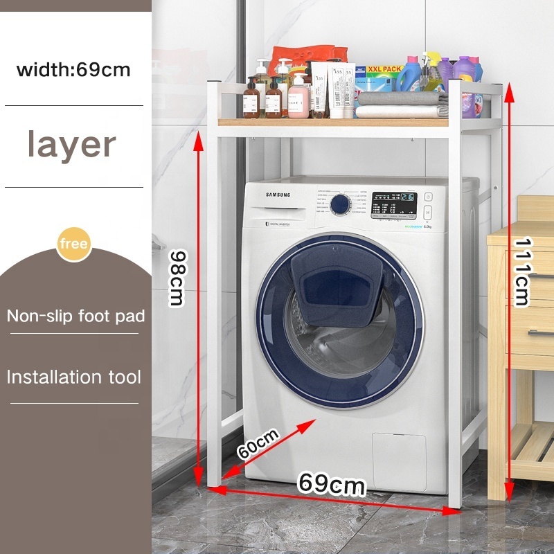 Bathroom Storage Rack Floor Toilet Rack Washing Machine Storage Rack Towel Plant Shelf 3 Layers Metal Shelf Over Washing Machine