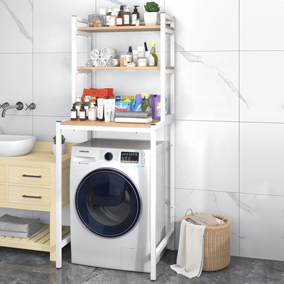 Bathroom Storage Rack Floor Toilet Rack Washing Machine Storage Rack Towel Plant Shelf 3 Layers Metal Shelf Over Washing Machine