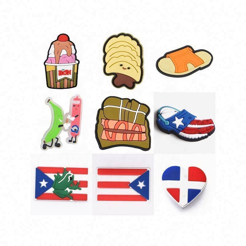 cartoon funny clog charms soft pvc custom Puerto Rico flag