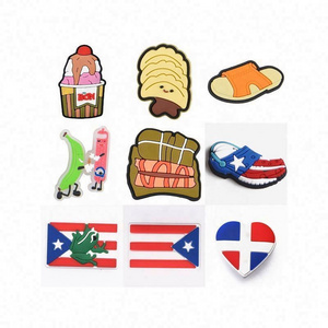 cartoon funny clog charms soft pvc custom Puerto Rico flag