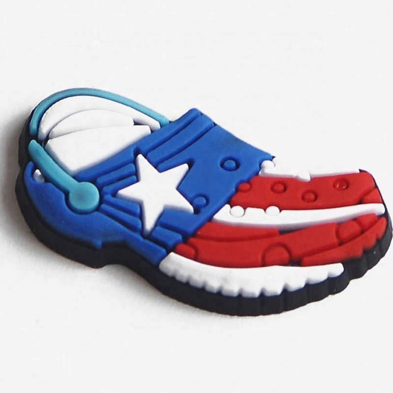 cartoon funny clog charms soft pvc custom Puerto Rico flag