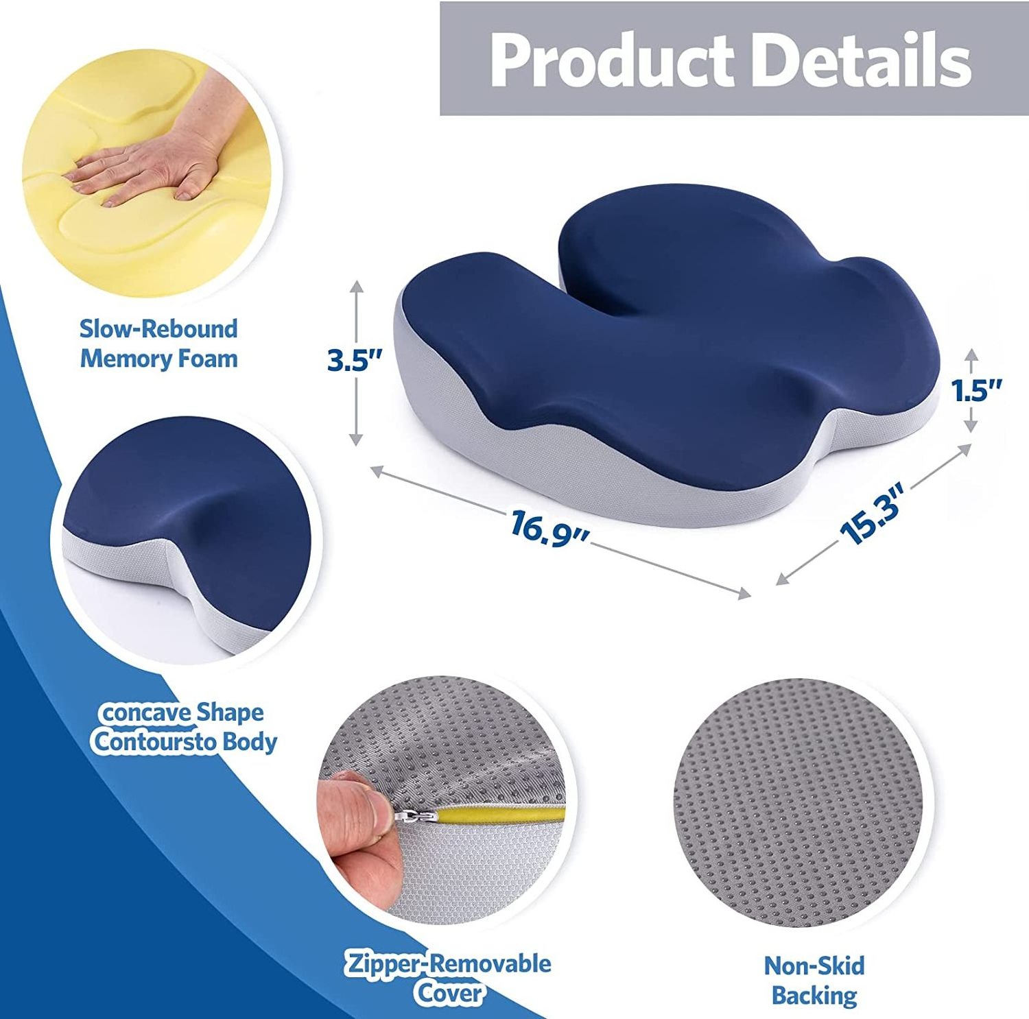 New hot seat cushion for office chair, extra-sense memory foam  chair cushion support for office home and wheelchair