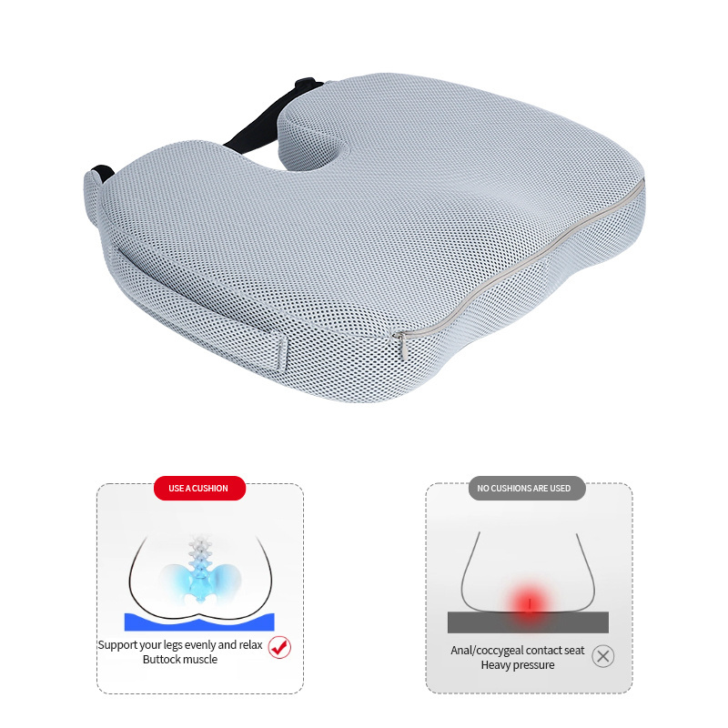 4D Mesh Memory Foam Office Chair Seat Cushion Eco-Friendly Ergonomic Design for Pelvic Pain Relief-Lumbar Pillows Seat Cushions