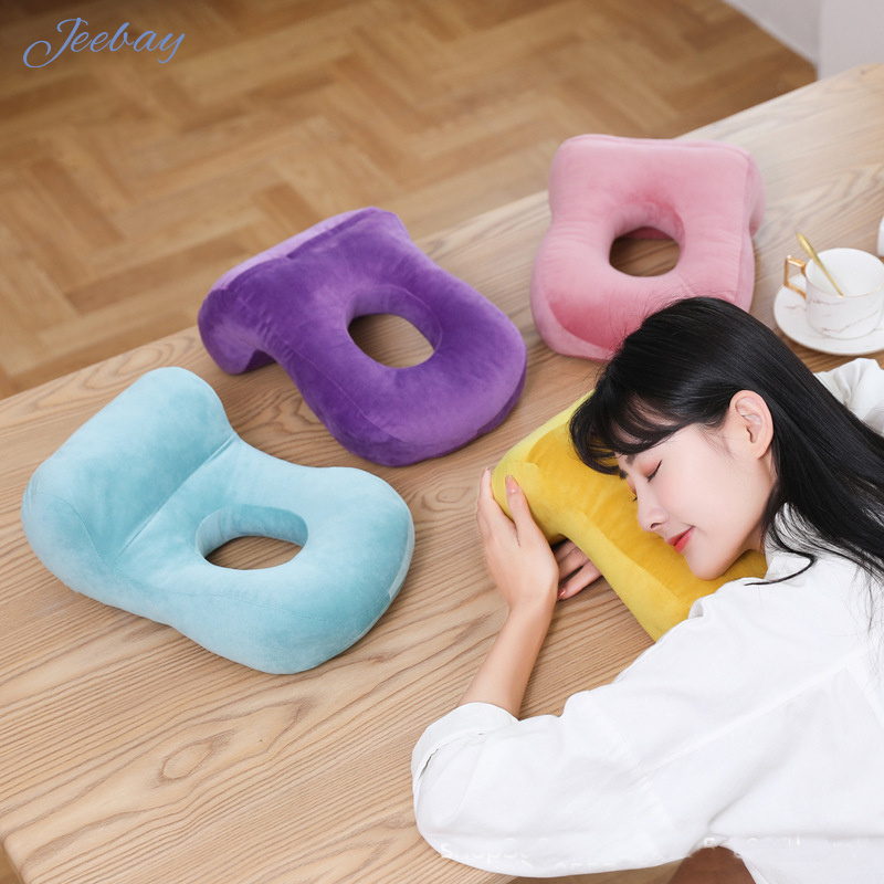 Nap Sleeping Face Pillow Memory Foam Slow Rebound Face Down Desk Pillow Hollow Design