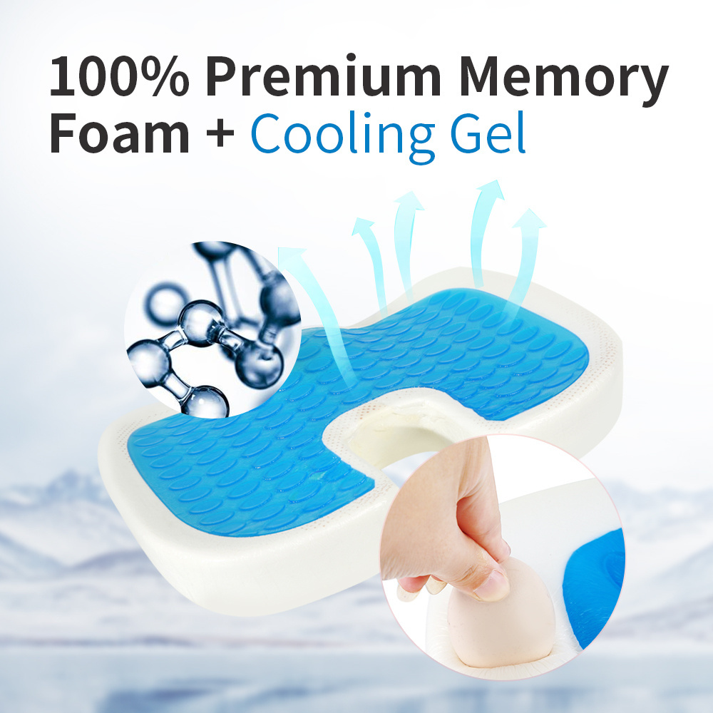 J-1011 Cooling Comfort Silicone Adult wheelchair memory foam Car seat Gel cushion for office chair Scar Coccyx Orthopedic