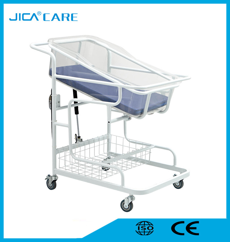 One Crank Powder-coated Hospital Used Steel Baby Cart