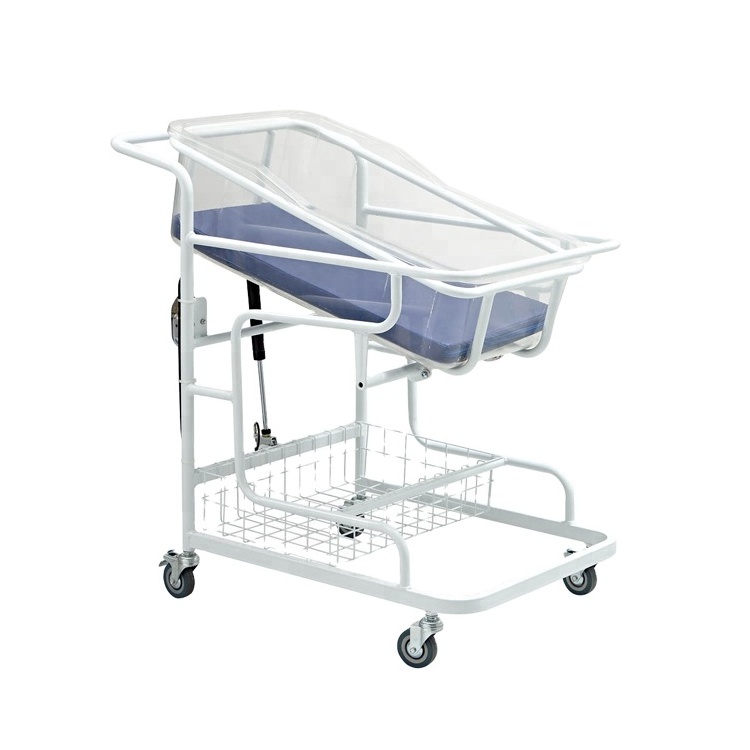 One Crank Powder-coated Hospital Used Steel Baby Cart